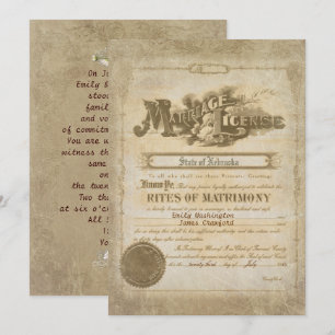Invitación Certificado de matrimonio de vintage
