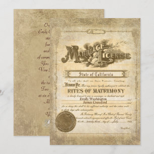 Invitación Certificado de Matrimonio Vintage