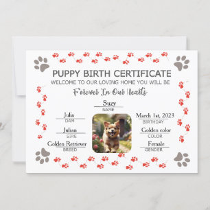 Invitación Certificado de nacimiento de personalizado