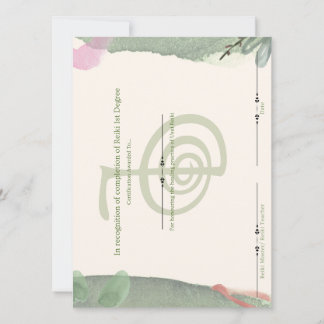 Invitación Certificado de primer grado de Reiki