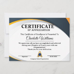 Invitación Certificado de Reconocimiento para Empleados Azul