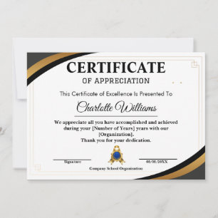 Invitación Certificado de Reconocimiento para Empleados Azul 