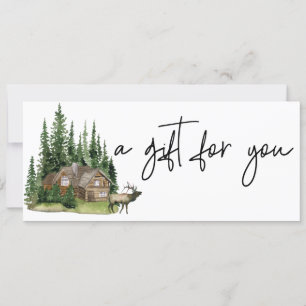 Invitación Certificado de Regalo Acuarela Cabaña Lodge Bosque