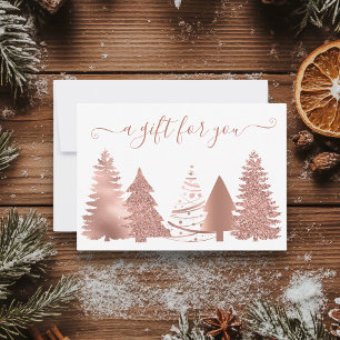 Invitación Certificado de regalo Árbol de Navidad Rosa de oro