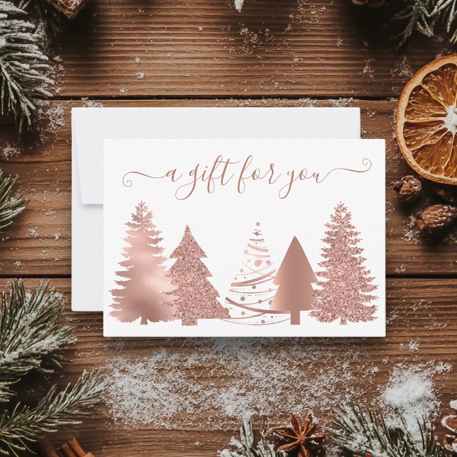 Invitación Certificado de regalo Árbol de Navidad Rosa de oro (Subido por el creador)