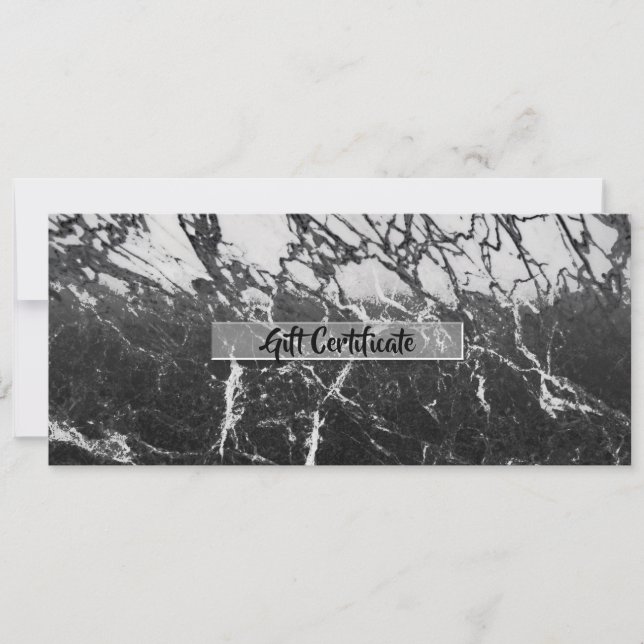 Invitación Certificado de Regalo Black & White Marble Modern  (Anverso)