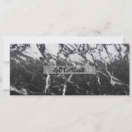 Invitación Certificado de Regalo Black & White Marble Modern 