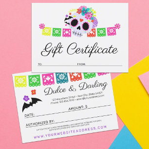 Invitación Certificado de regalo Cráneo de azúcar Calavera Pa