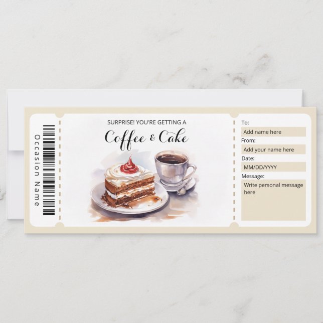 Invitación Certificado de regalo de café y pasteles (Anverso)