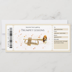 Invitación Certificado de Regalo de Clases de Trompeta