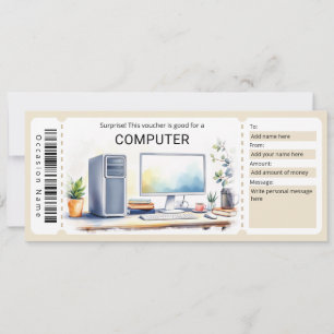 Invitación Certificado de regalo de computadora sorpresa