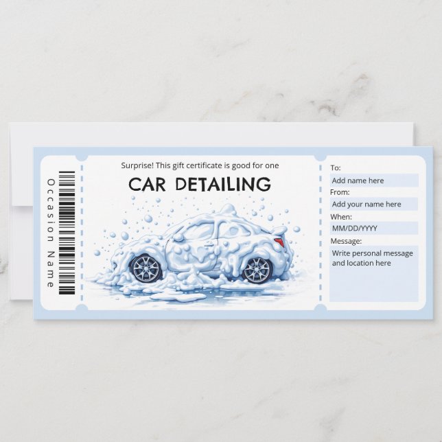Invitación Certificado de regalo de detallado de autos (Anverso)