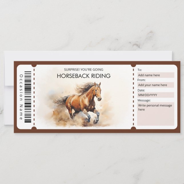 Invitación Certificado de regalo de equitación acuática (Anverso)