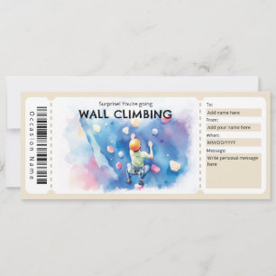 Invitación Certificado de regalo de escalada en pared