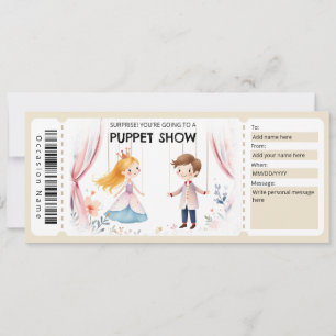 Invitación Certificado de regalo de espectáculo de títeres