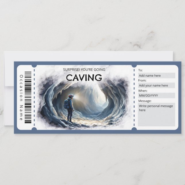 Invitación Certificado de regalo de espeleología (Anverso)