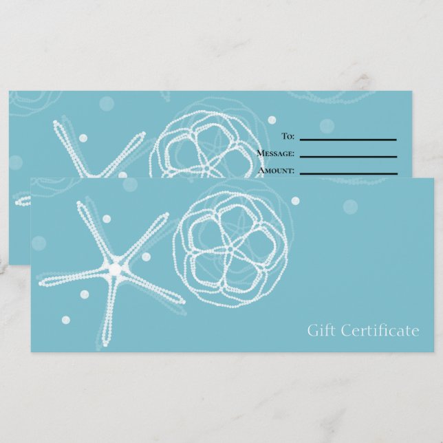 Invitación Certificado de Regalo de Estrella de Mar Perla Ele (Anverso / Reverso)