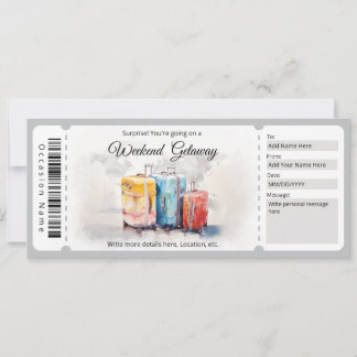 Invitación Certificado de regalo de fin de semana de sorpresa