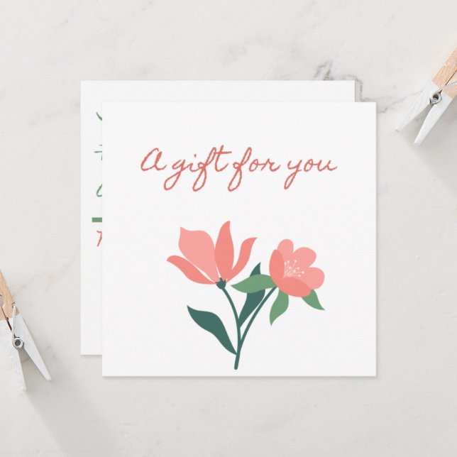 Invitación Certificado de regalo de flor rosa de bonito (Anverso/Reverso In Situ)