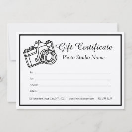 Invitación Certificado de regalo de fotografía del Personaliz