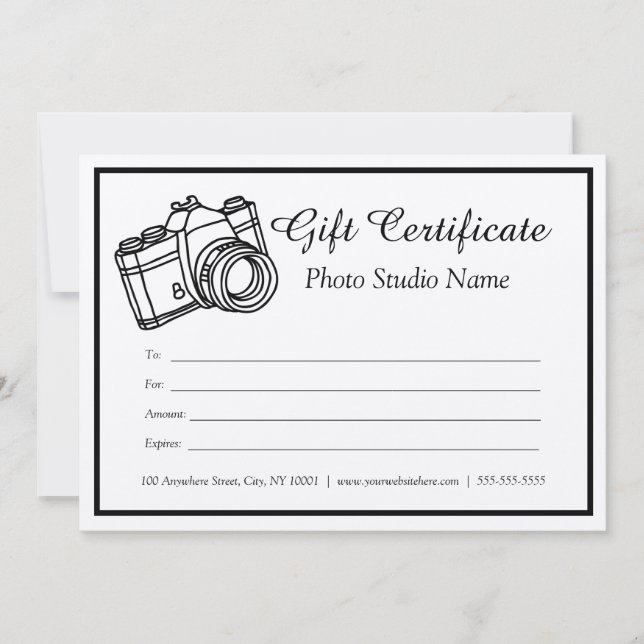 Invitación Certificado de regalo de fotografía del Personaliz (Anverso)