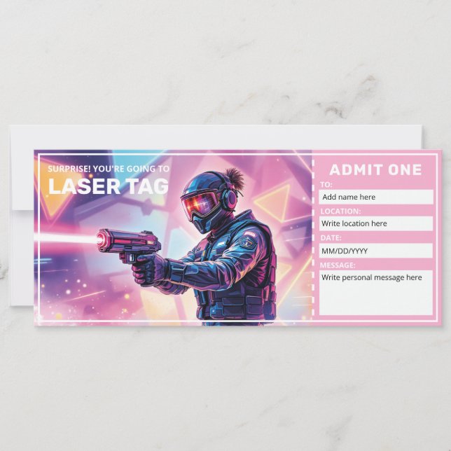 Invitación Certificado de regalo de Laser Tag (Anverso)