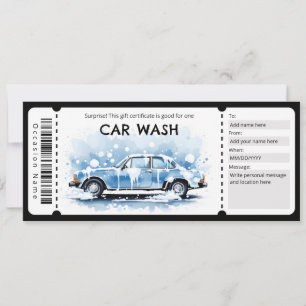 Invitación Certificado de regalo de lavado de autos
