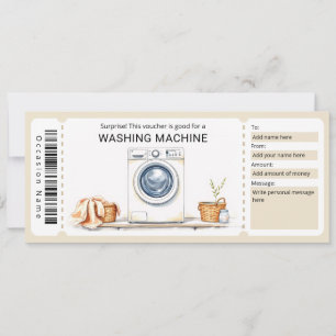 Invitación Certificado de regalo de lavadora sorpresa
