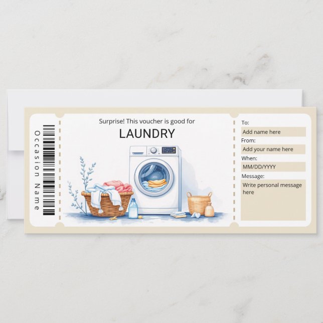 Invitación Certificado de regalo de lavandería  (Anverso)