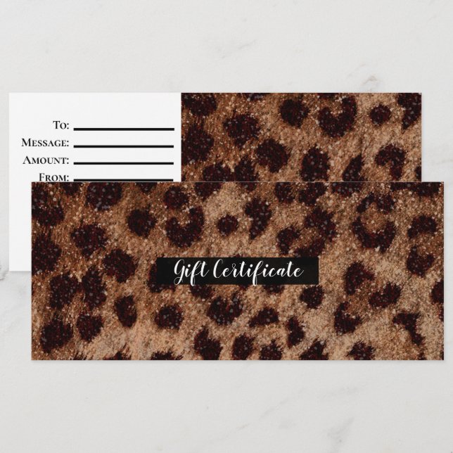 Invitación Certificado de Regalo de Leopardo Guepardo Brillan (Anverso / Reverso)