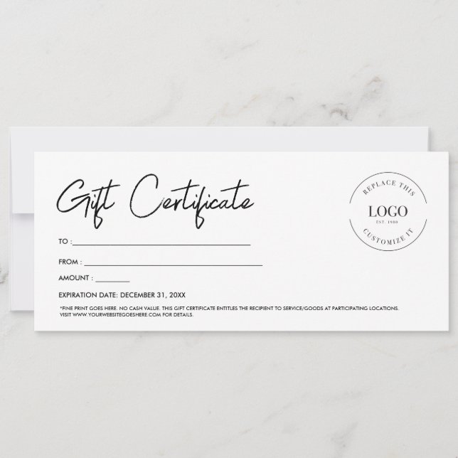 Invitación Certificado de Regalo de Logo Personalizado Profes (Anverso)