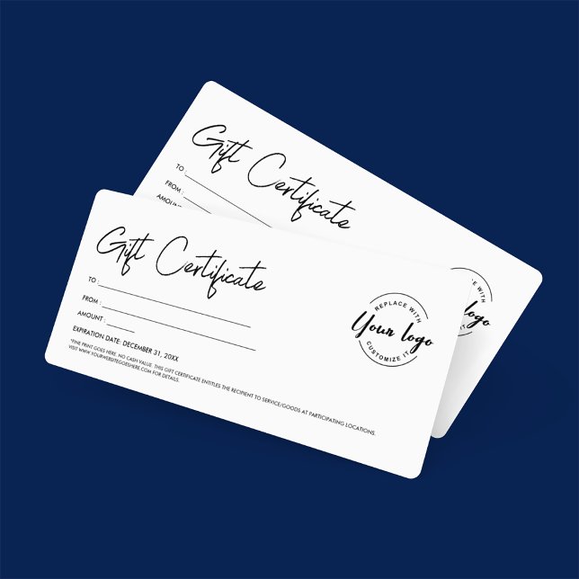 Invitación Certificado de regalo de logotipo de Personalizado (Customizable gift certificate with business logo, digital download and print available.)