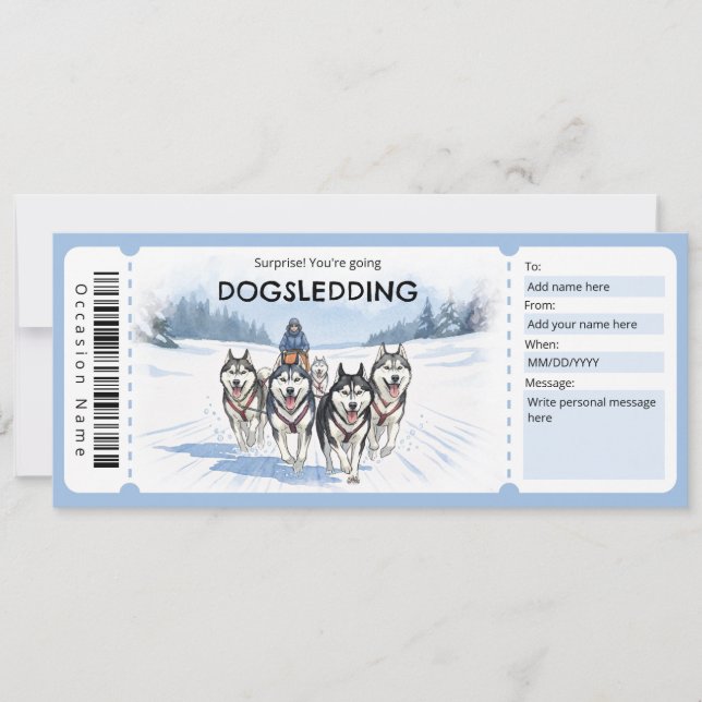 Invitación Certificado de regalo de mushing (Anverso)
