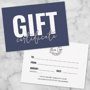 Invitación Certificado de regalo de negocio azul