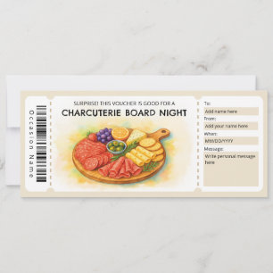 Invitación Certificado de regalo de noche de tabla de charcut