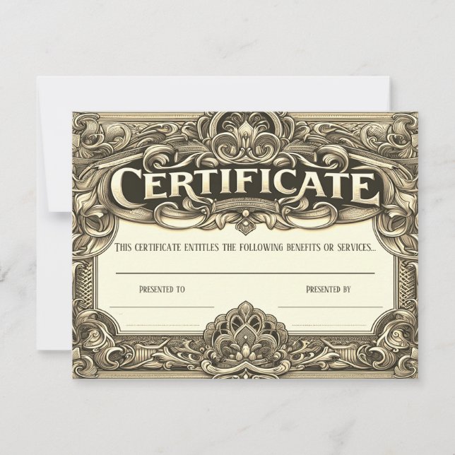 Invitación Certificado de regalo de oro de personalizado para (Anverso)
