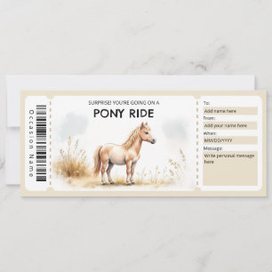 Invitación Certificado de Regalo de Paseo en Poni