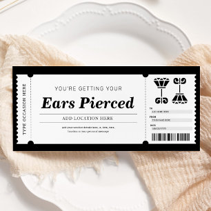 Invitación Certificado de regalo de perforación de oreja