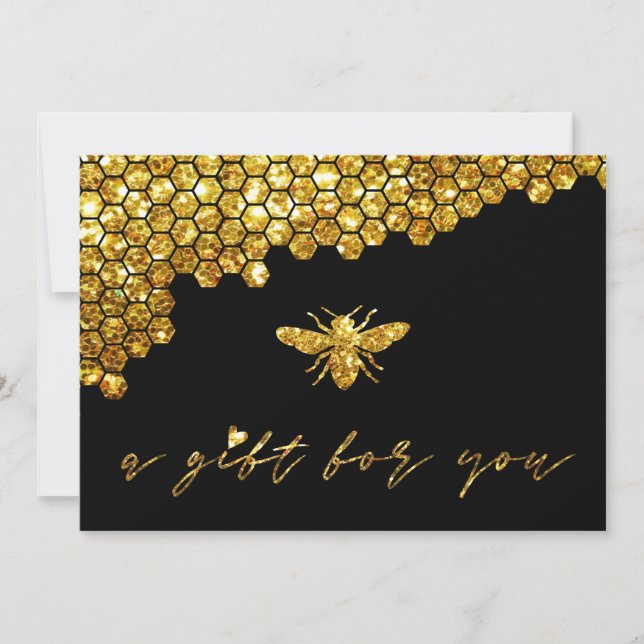Invitación certificado de regalo de purpurina de oro de honey (Anverso)