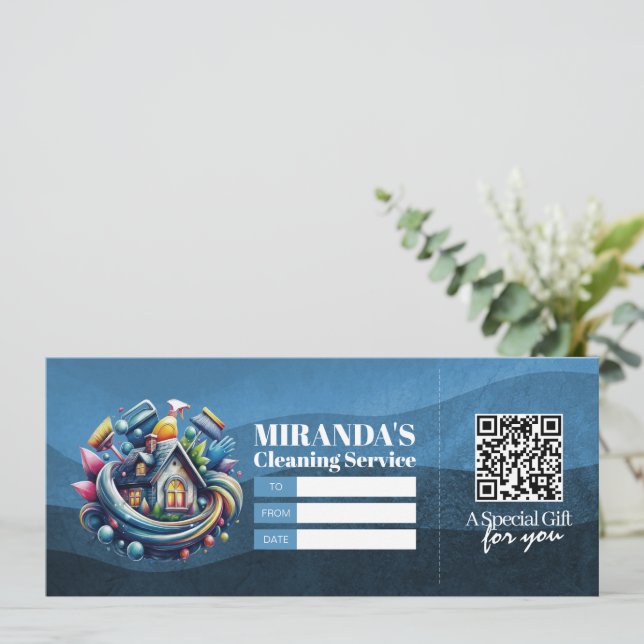 Invitación Certificado de regalo de servicios de limpieza de  (Anverso de pie)
