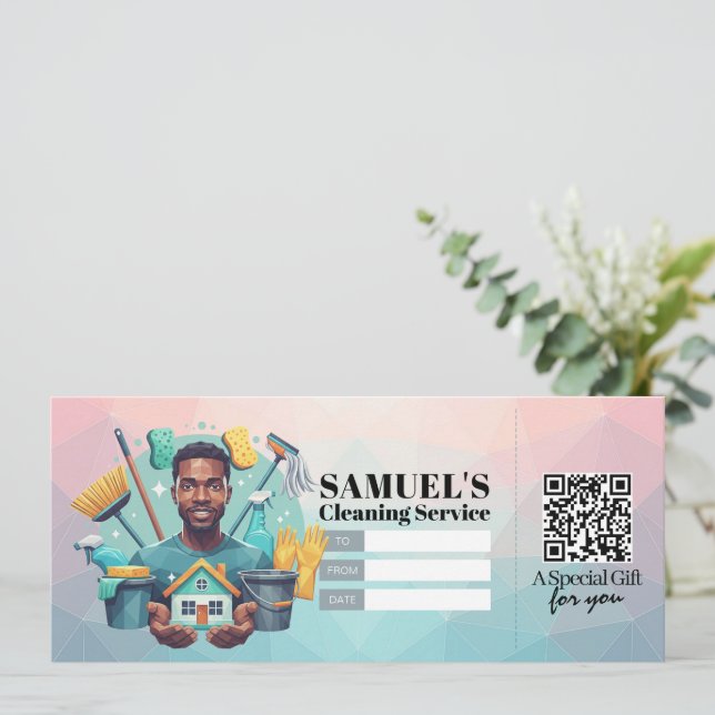 Invitación Certificado de regalo de servicios de limpieza de  (Anverso de pie)