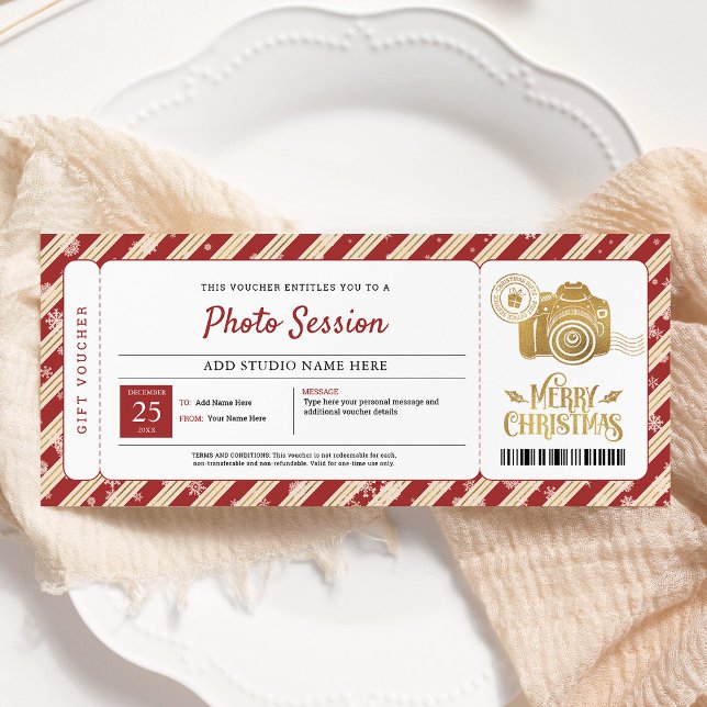 Invitación Certificado de regalo de sesión de fotos de Navida (Subido por el creador)