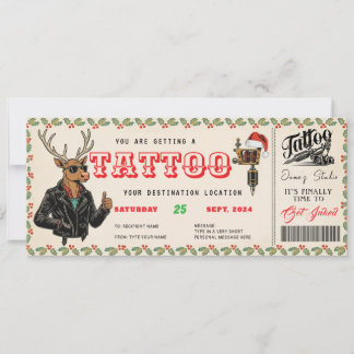 Invitación Certificado de regalo de tatuaje de Navidad