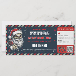Invitación Certificado de regalo de tatuaje de Navidad BlueCa