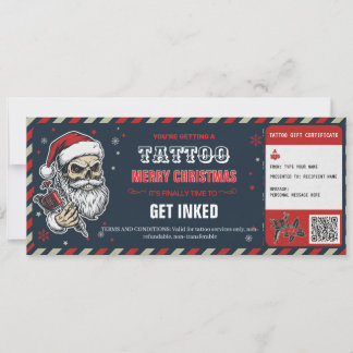 Invitación Certificado de regalo de tatuaje de Navidad BlueCa