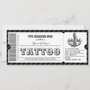 Invitación Certificado de regalo de tatuaje personalizable