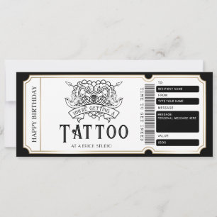 Invitación Certificado de regalo de tatuaje personalizado