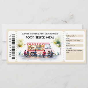 Invitación Certificado de regalo de ticket de camión de comid