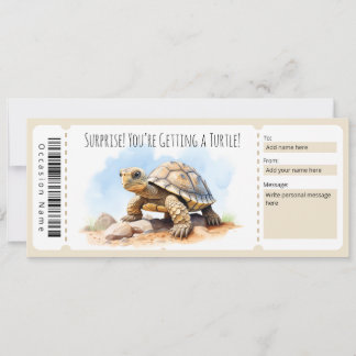Invitación Certificado de regalo de tortuga editable para los