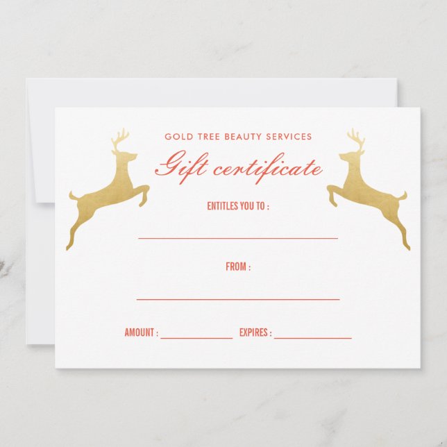 Invitación Certificado de regalo de vacaciones elegante para  (Anverso)